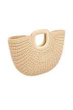 Oval Form Straw Beige Handbag