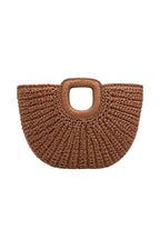 Oval Form Straw Brown Handbag