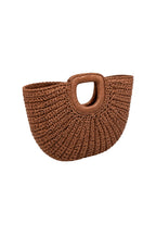 Oval Form Straw Brown Handbag