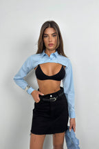 Oval Kesim Blue Crop Shirt