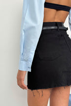 Oval Kesim Blue Crop Shirt