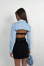 Oval Kesim Blue Crop Shirt