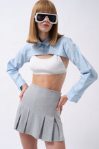 Oval Kesim Blue Crop Shirt
