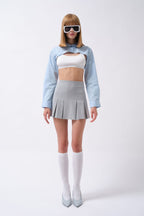 Oval Kesim Blue Crop Shirt