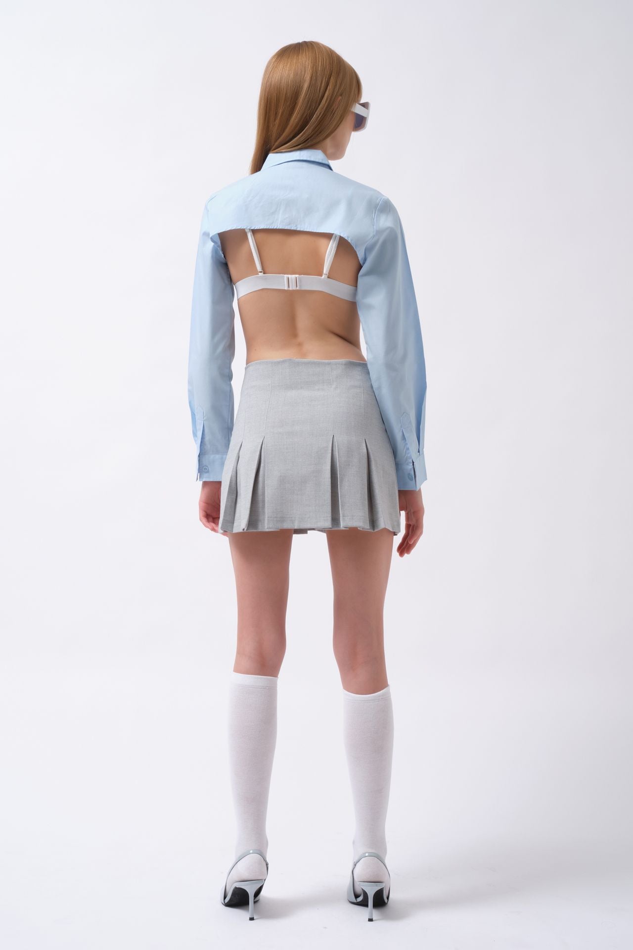 Oval Kesim Blue Crop Shirt