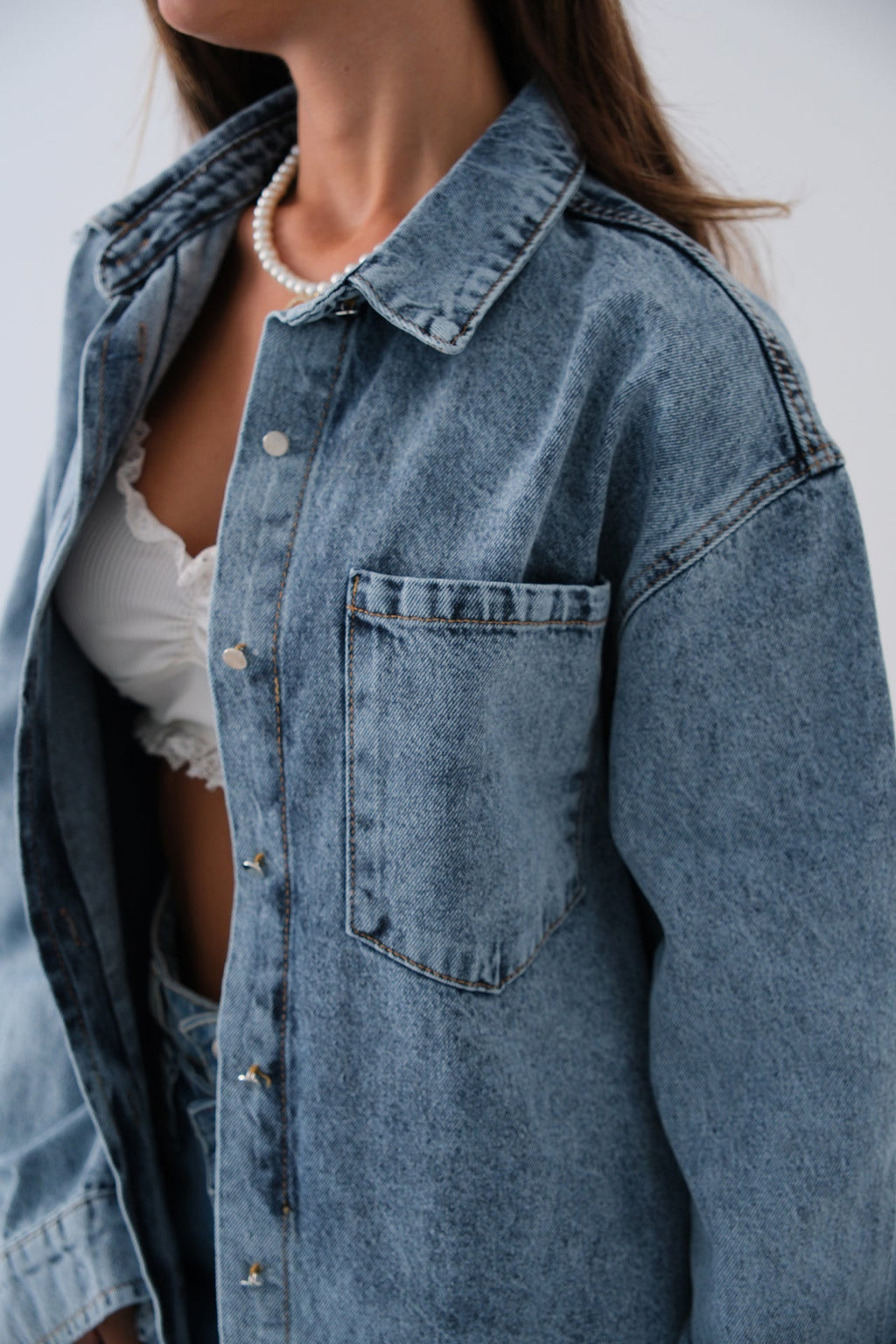 Oversize Light Blue Denim Shirt