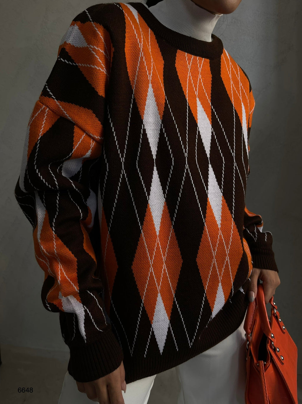 Oversize Diamond Pattern Sweater