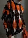 Oversize Diamond Pattern Sweater