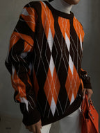 Oversize Diamond Pattern Sweater