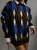 Oversize Diamond Pattern Sweater