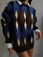 Oversize Diamond Pattern Sweater