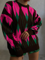 Oversize Diamond Pattern Sweater