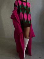 Oversize Diamond Pattern Sweater