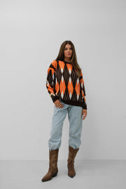 Oversized Diamond Pattern Sweater