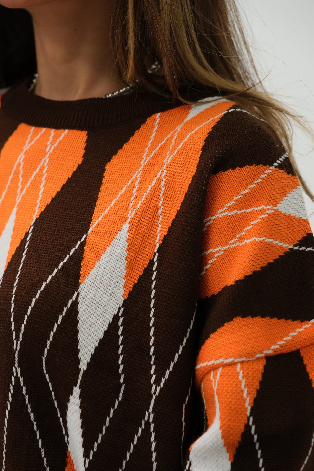 Oversize Diamond Pattern Sweater