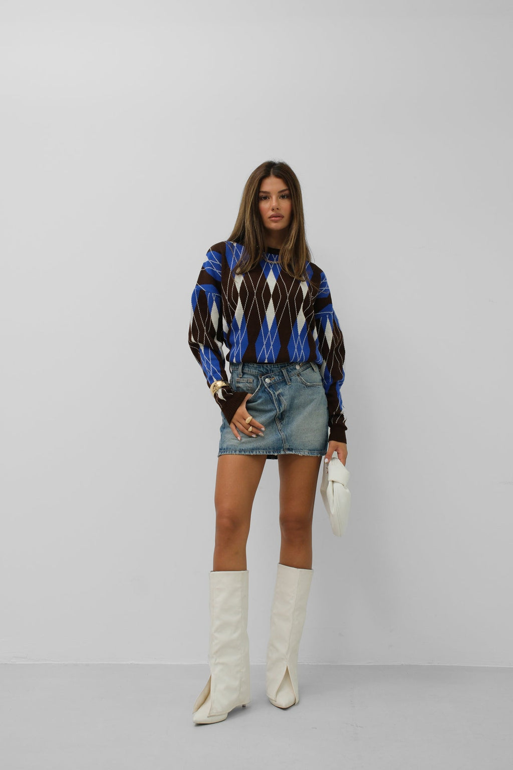 Oversized Diamond Pattern Sweater