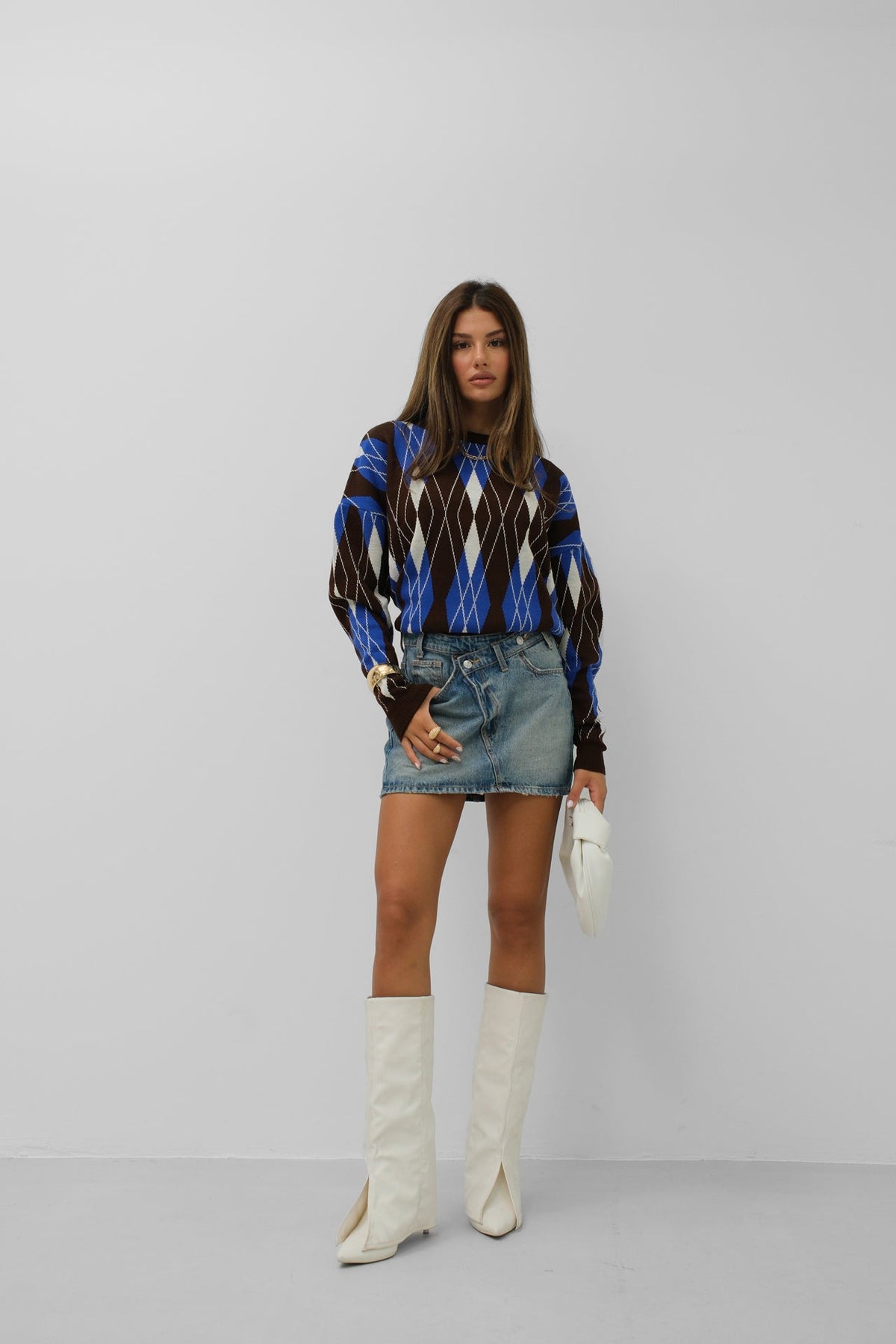 Oversized Diamond Pattern Sweater