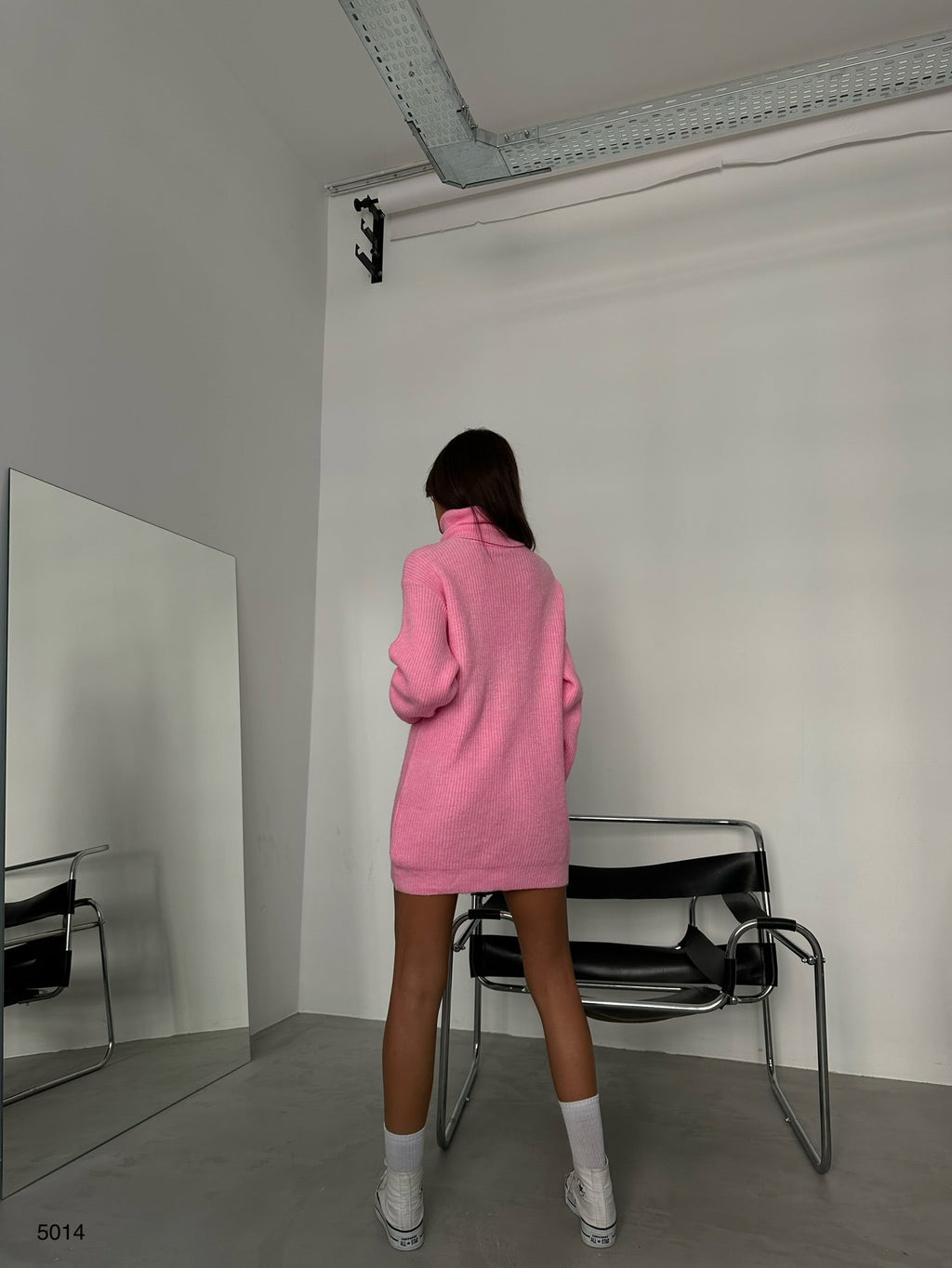 Oversize Turtleneck Pink Knit Tunic