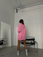 Oversize Turtleneck Pink Knit Tunic
