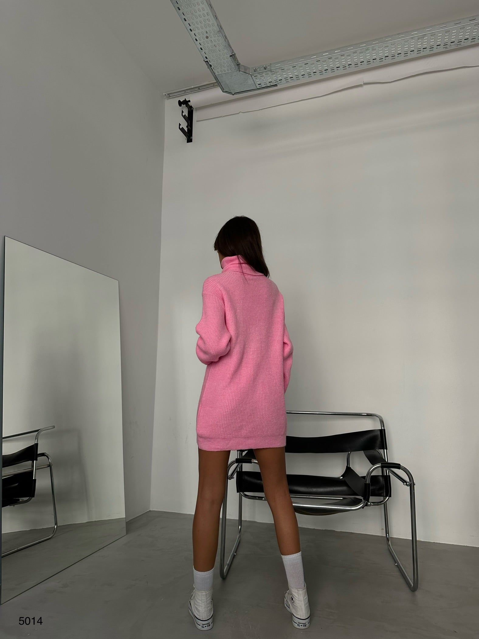 Oversize Turtleneck Pink Knit Tunic