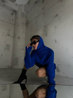 Oversize Turtleneck Blue Knit Tunic