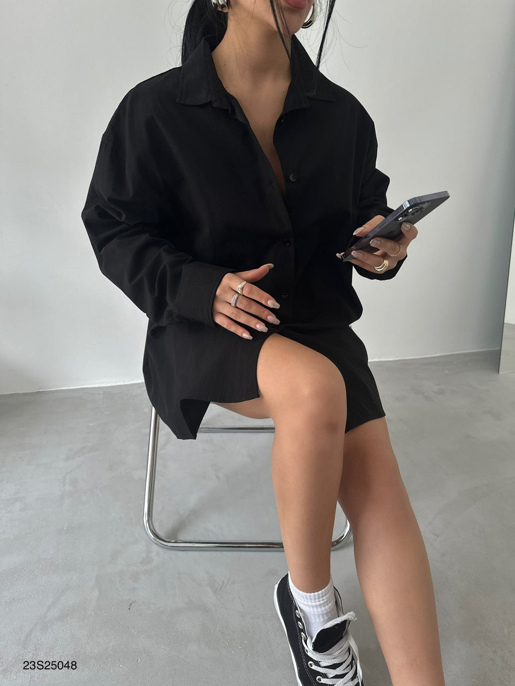 Oversize Basic Black Shirt