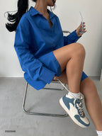 Oversize Basic Sax Blue Shirt