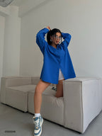Oversize Basic Sax Blue Shirt