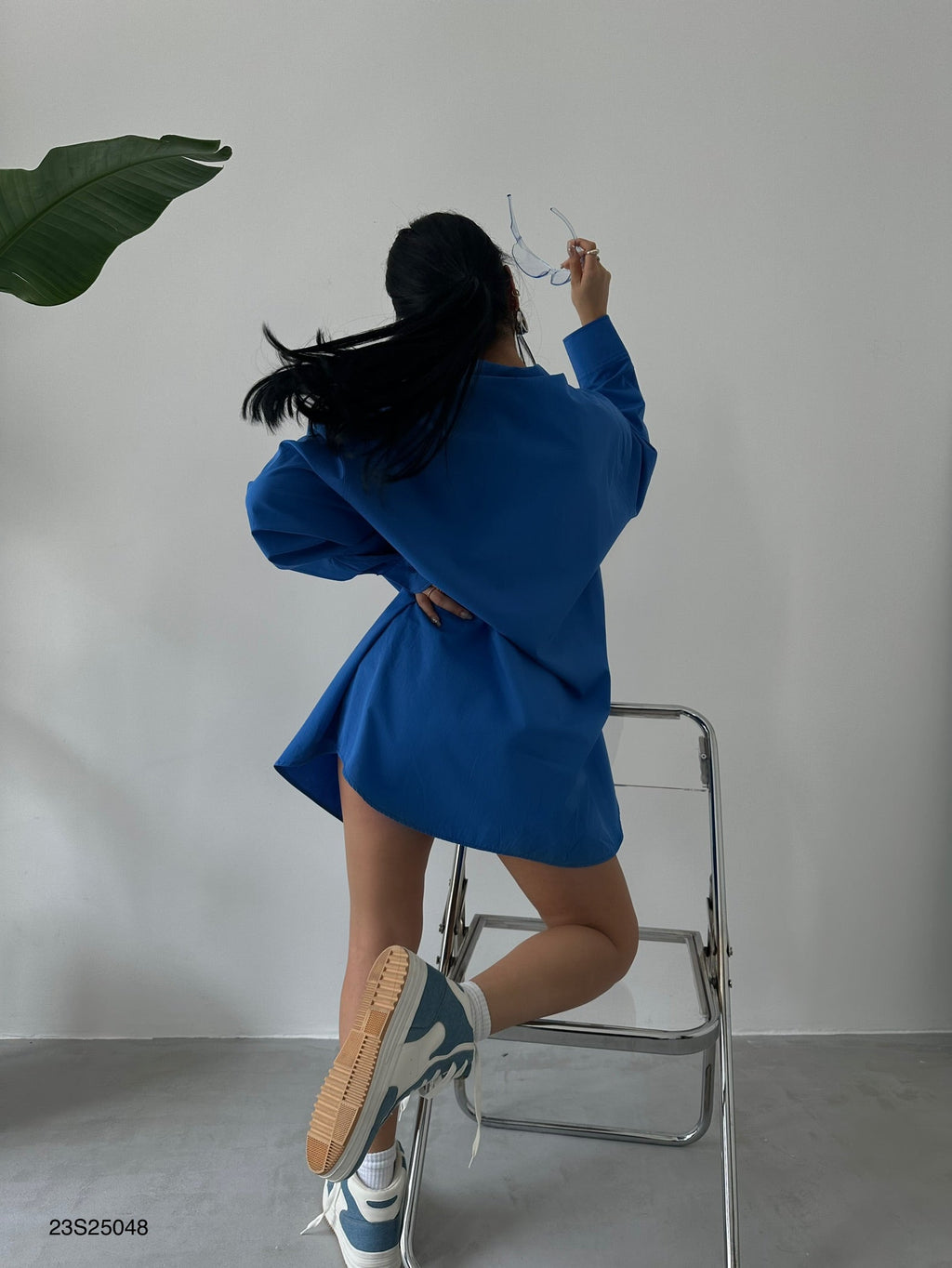 Oversize Basic Sax Blue Shirt