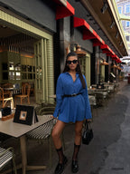 Oversize Basic Sax Blue Shirt