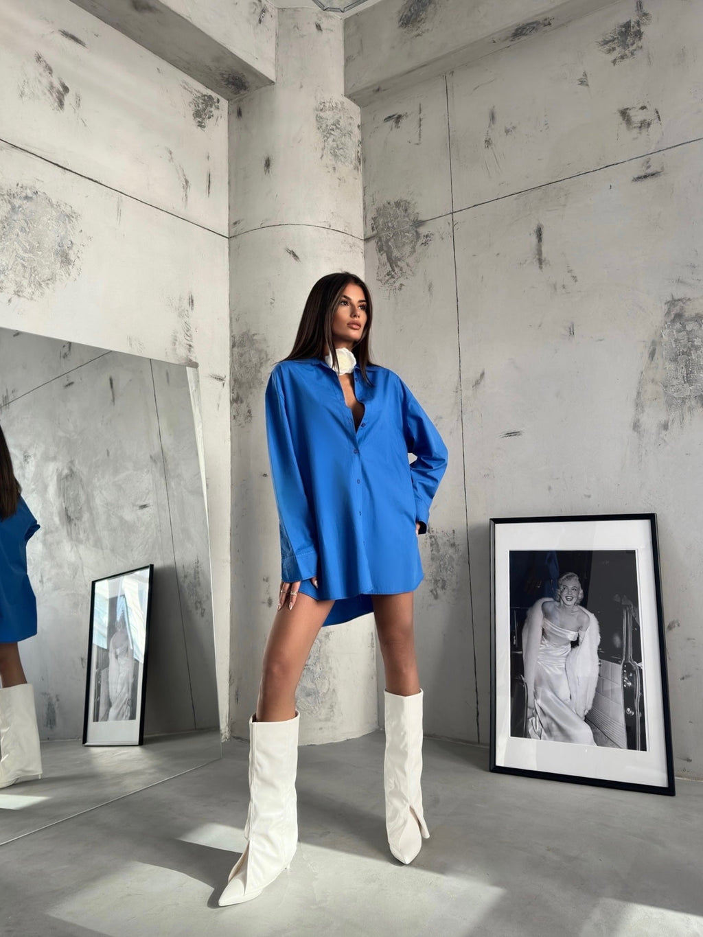 Oversize Basic Sax Blue Shirt