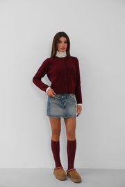 Oversized Basic Claret Burgundy Cardigan