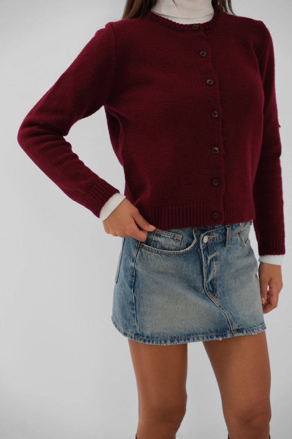 Oversize Basic Burgundy Cardigan