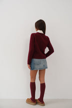 Oversize Basic Burgundy Cardigan