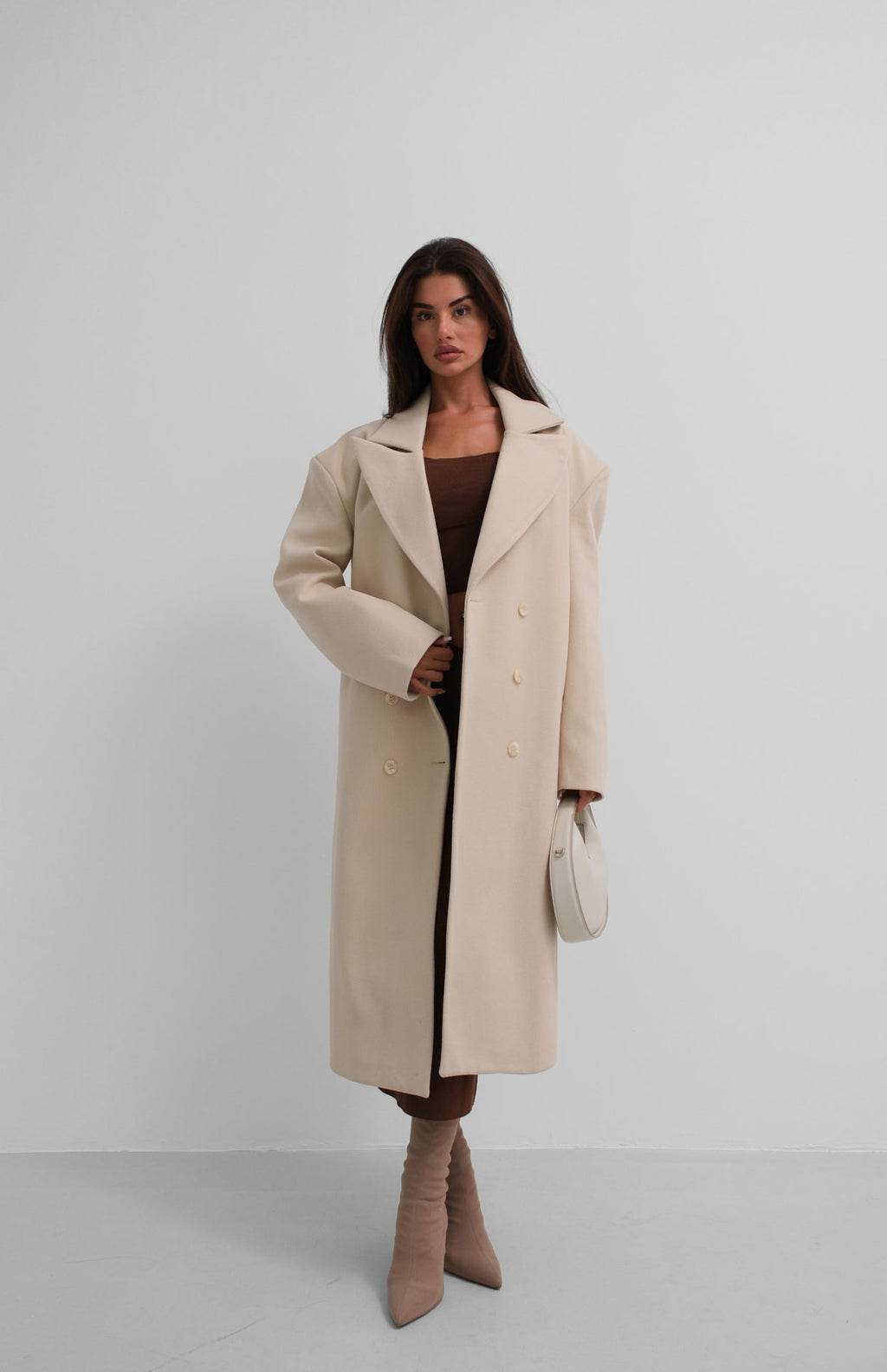 Oversize Beige Wool Blend Coat