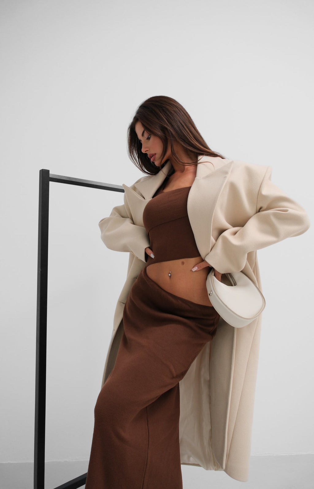Oversize Beige Wool Blend Coat