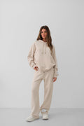 Oversize Beige Sweatshirt Tracksuit Set