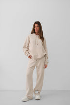 Oversize Beige Sweatshirt Tracksuit Set