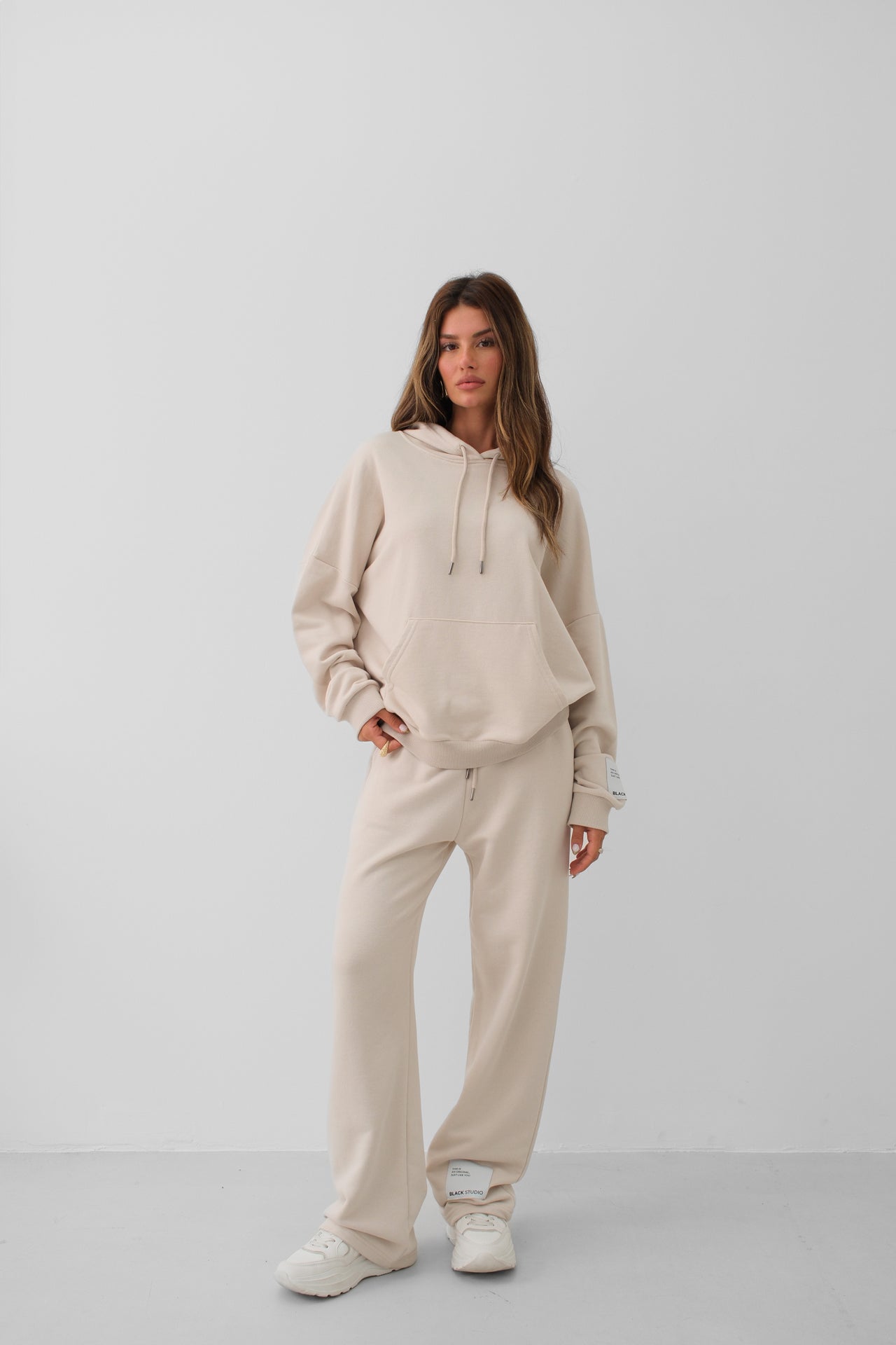 Oversize Beige Sweatshirt Tracksuit Set