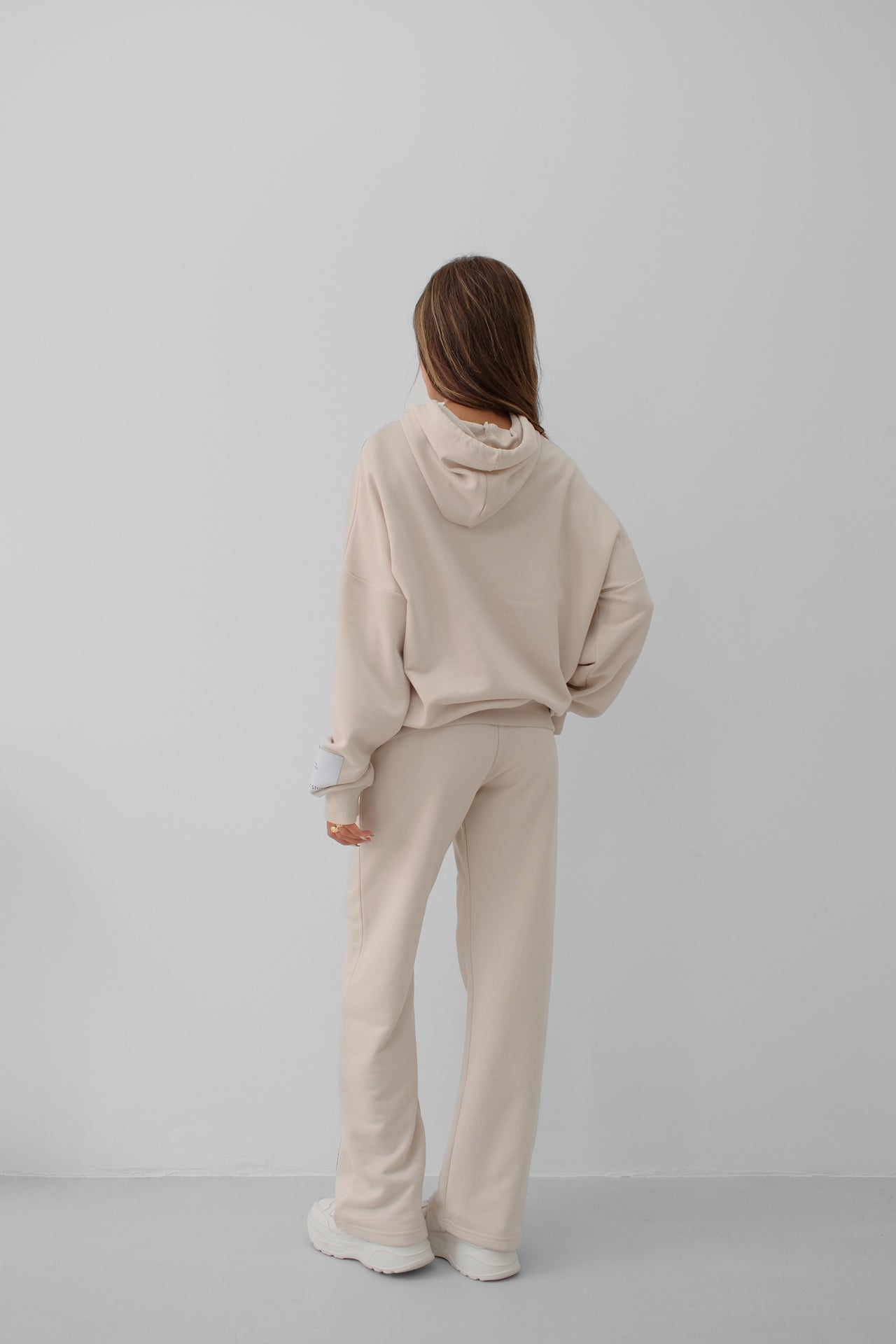 Oversize Beige Sweatshirt Tracksuit Set