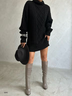 Oversize Bogazli Black Knit Sweater