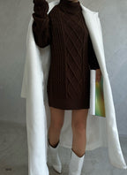 Oversize Bogazli Brown Knit Sweater