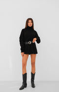 Oversize Bogazli Black Knit Sweater