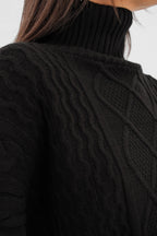 Oversize Bogazli Black Knit Sweater
