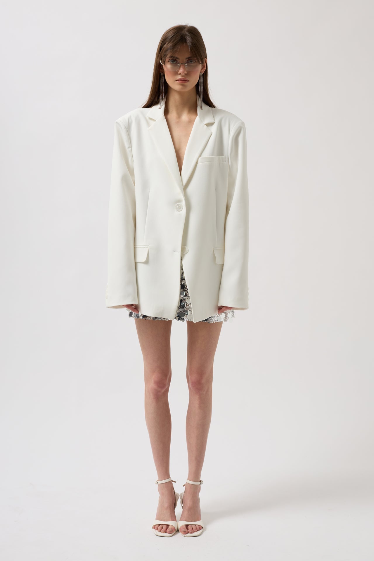 Oversize Pocket Detail White Jacket