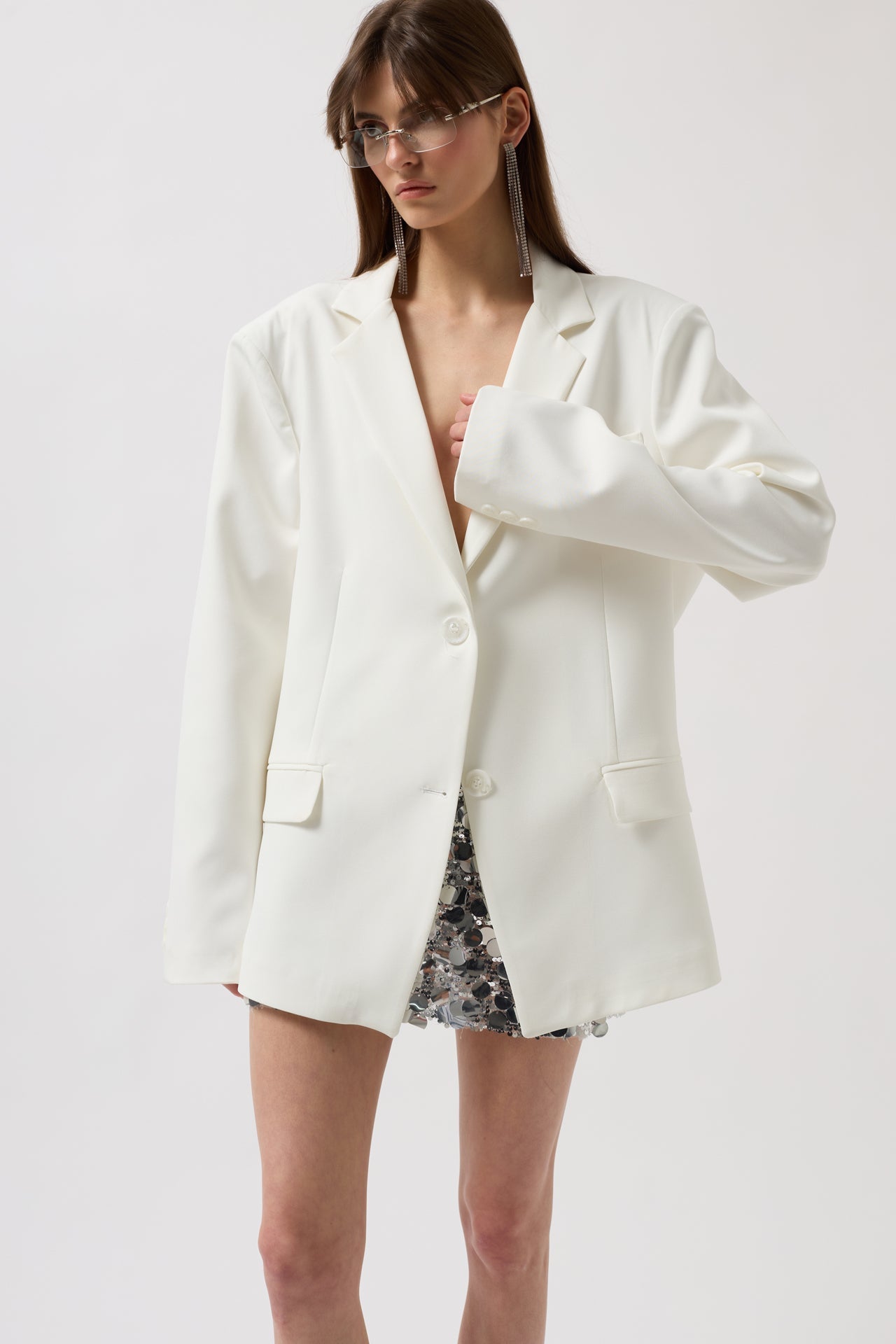 Oversize Pocket Detail White Jacket
