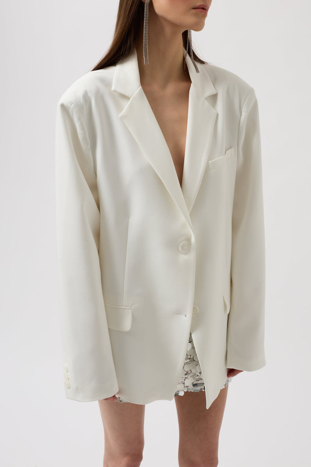 Oversize Pocket Detail White Jacket