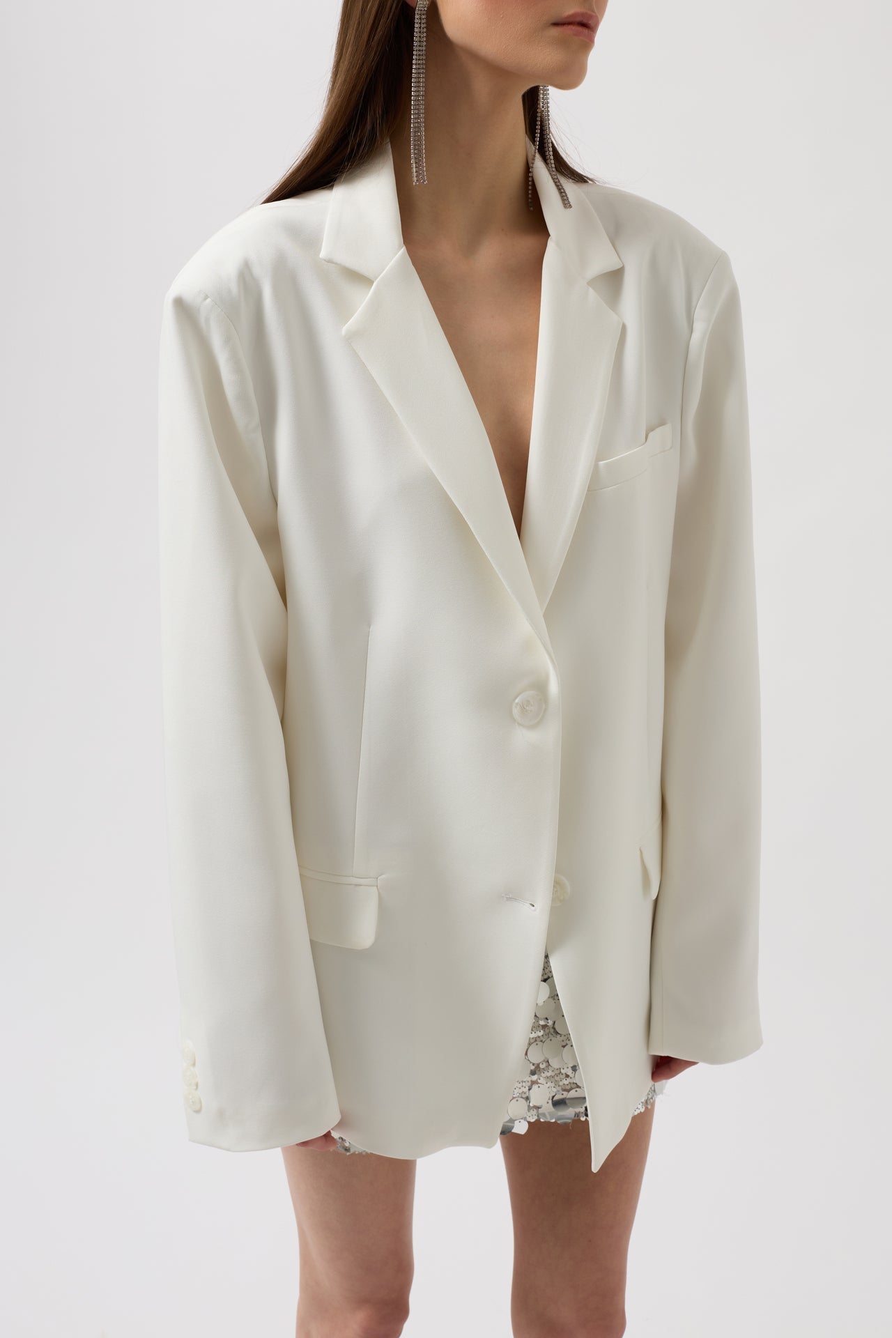 Oversize Pocket Detail White Jacket