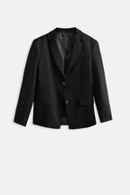 Oversize Pocket Detail Black Jacket