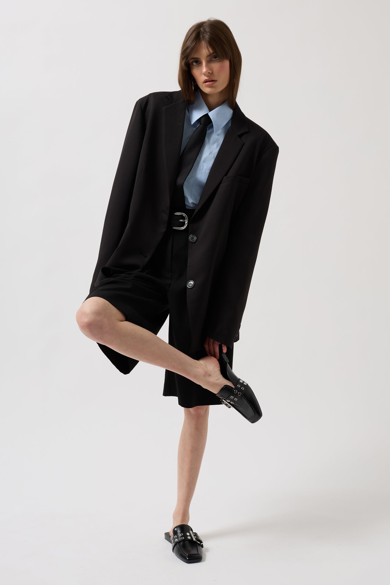 Oversize Pocket Detail Black Jacket